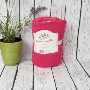 Summerville Throw Fuchsia Blanket With Embroidered Flower